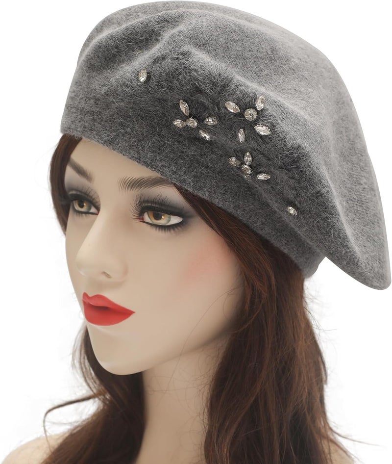 ZLYC Womens French Beret hat, Reversible Solid Color Mosaic Warm Beret Cap for Girls - Image 2
